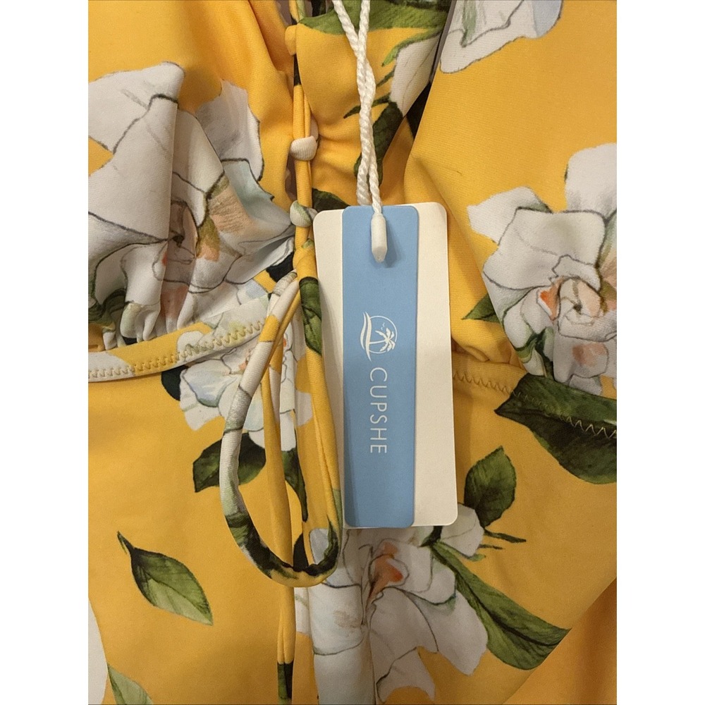 Cupshe Yellow One Piece Swimwear Bathing Suit Floral Women 1XL NWT - Picture 5 of 10